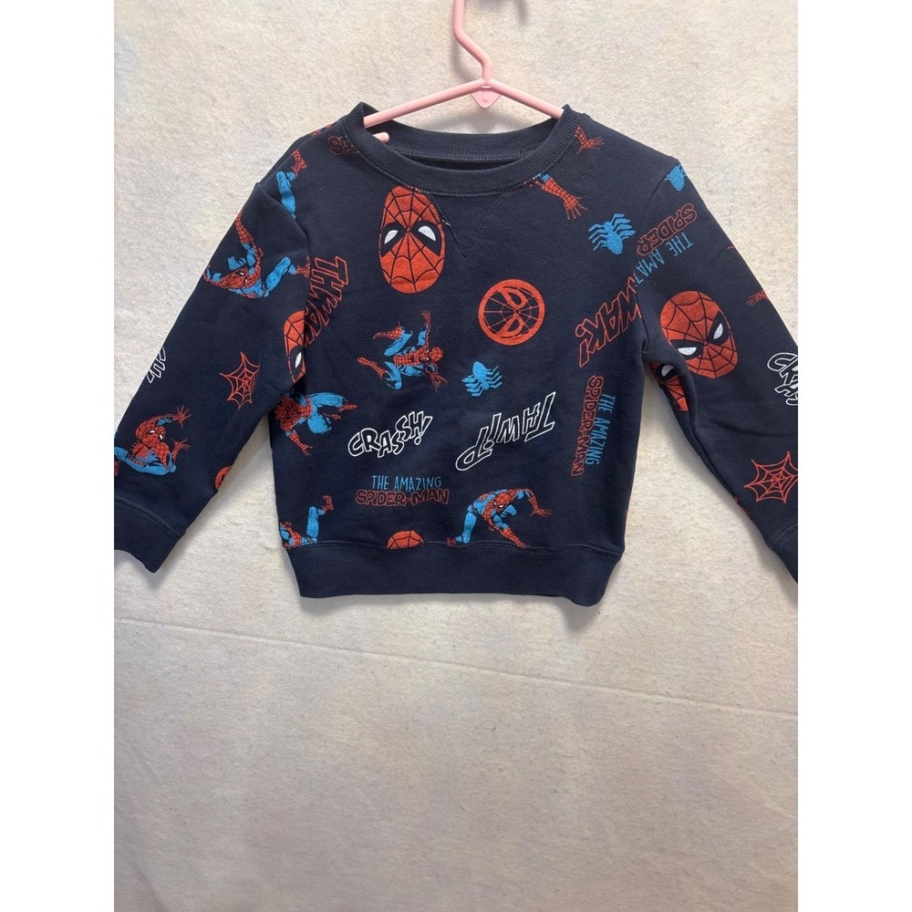 Jumping Beans Spider-Man Sweatshirt Boys Size 4 Navy Blue Good Marvel Pullover